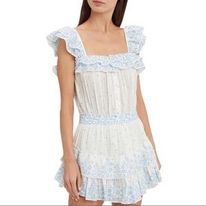 LoveShackFancy Blue Marina Polka Dot Mini Dress